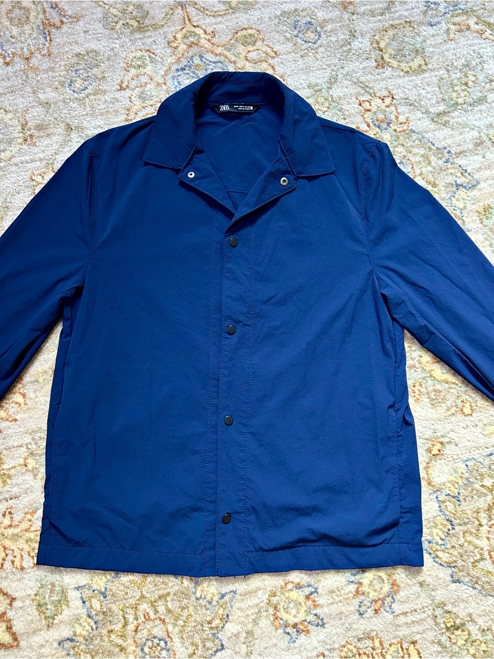 ZARA Women’s Navy Blue Lightweight Rain Resistant Shirt Jacket